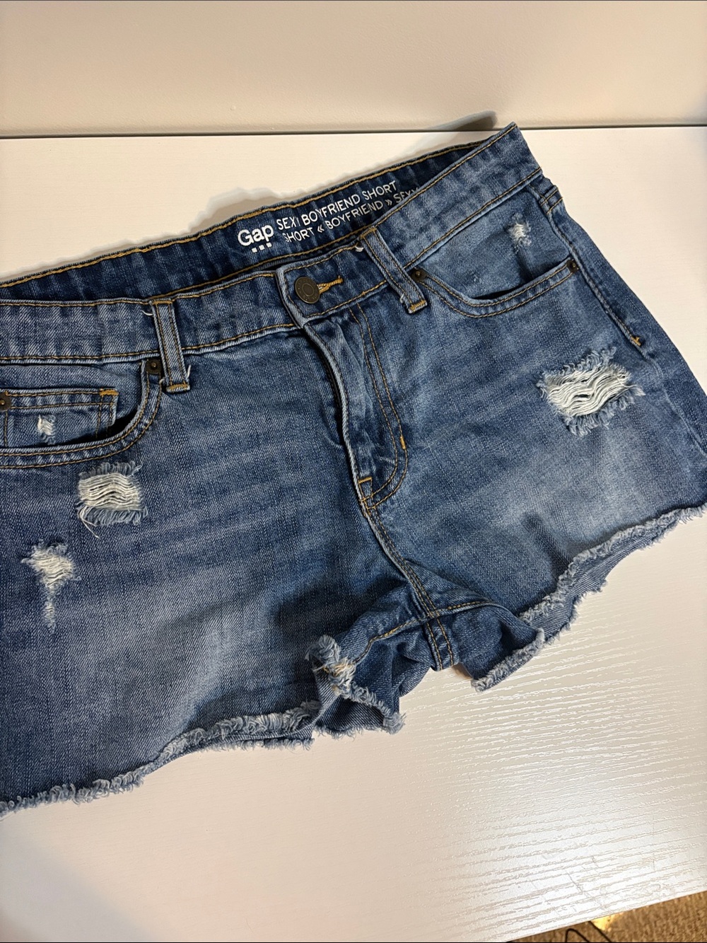 GAP Women's Distressed Denim Cutoff Shorts - Blue